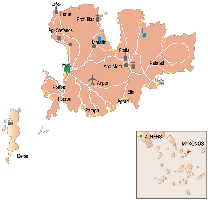 mykonos island map